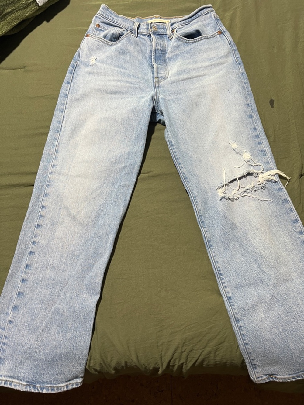 Levi's Light Blue Distressed Straight Leg Jeans